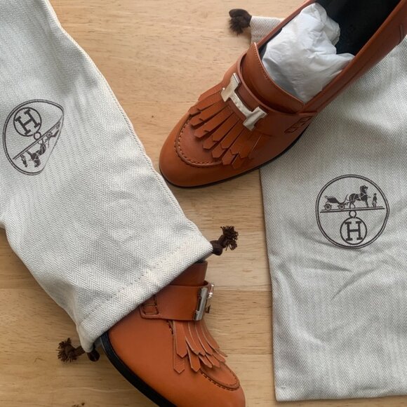 Hermes NWT Elysee 70 Leather Pumps Heeled Loafers Brown Size US 6.5 / EU 37 - Picture 6 of 13